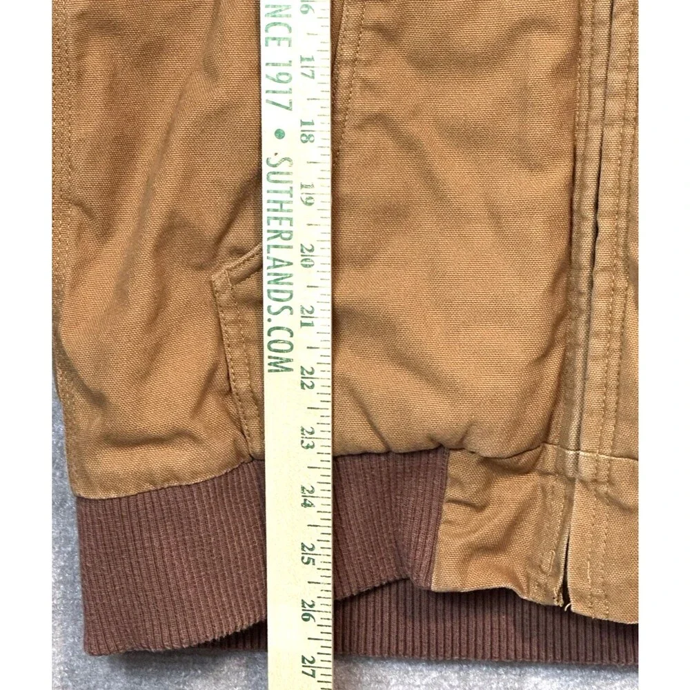 Carhartt Jacket Brown Canvas Jacket Youth Large 14-16 Coat Quilt Lining Hooded